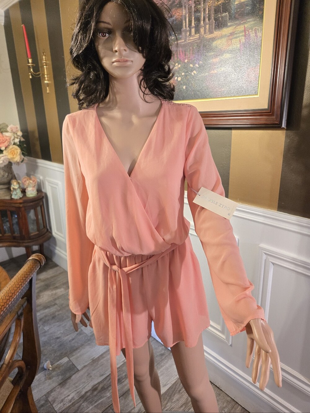 Double Zero Peach Wrap Romper